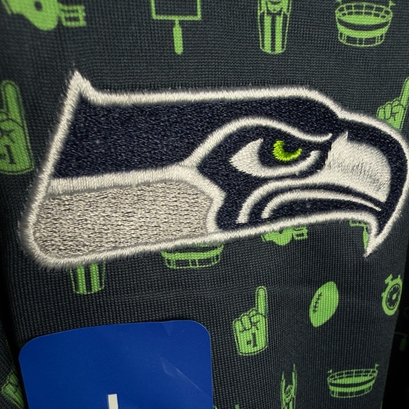 Antigua Seattle Seahawks Navy Green Team Graphic Polo Shirt - Picture 2 of 8